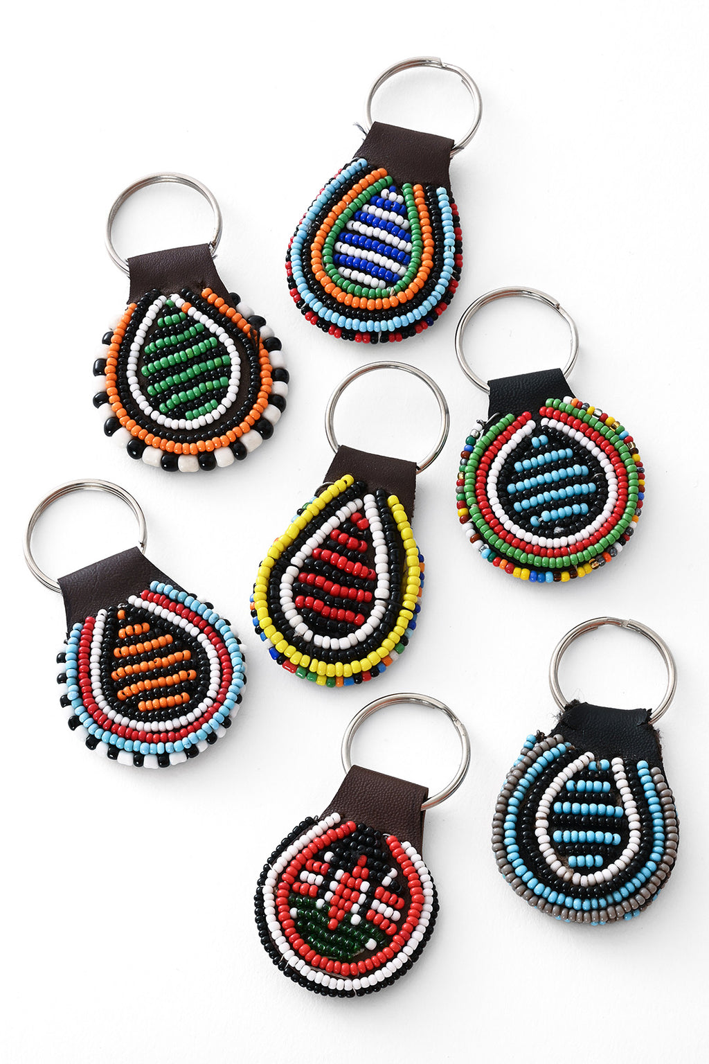 Assorted Beaded Leather Keychain from Kenya