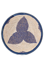 <i>Imperfect:</i> Blue & White Leather Trimmed Grain Basket in Assorted Patterns