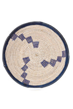 <i>Imperfect:</i> Blue & White Leather Trimmed Grain Basket in Assorted Patterns