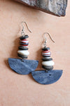 Kenyan Cow Bone Gray Half Moon Earrings