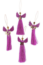 Banana Fiber & Magenta Thread Angel Ornament