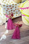 Banana Fiber & Magenta Thread Angel Ornament