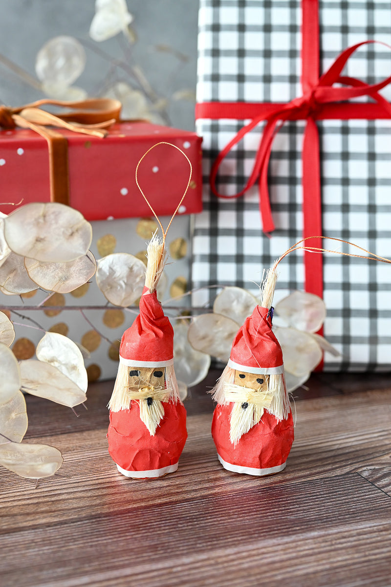 Festive Red Gnome Santa Holiday Ornaments