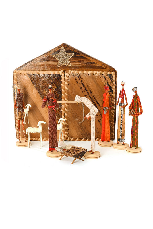 10-Piece Nativity Scene with Banana Fiber Box