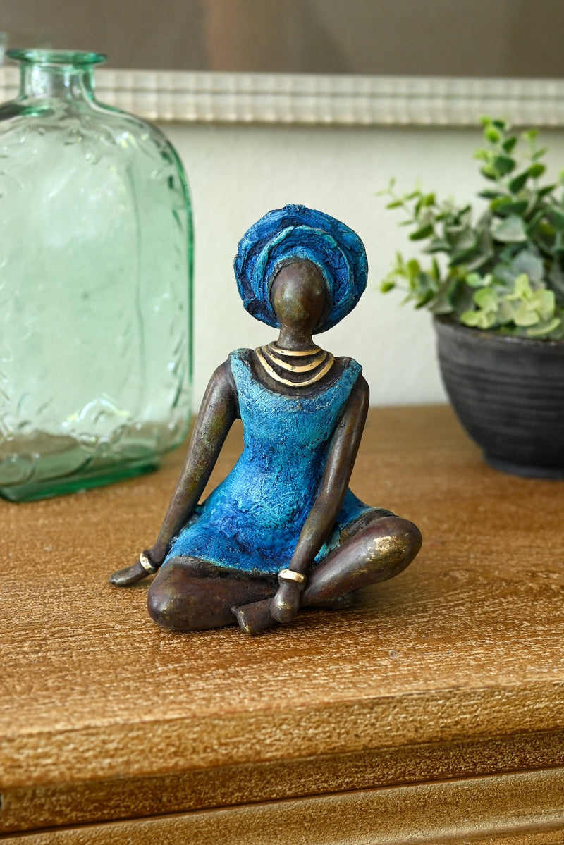 <i>La Femme en Bleu</i> Burkina Bronze Sculpture