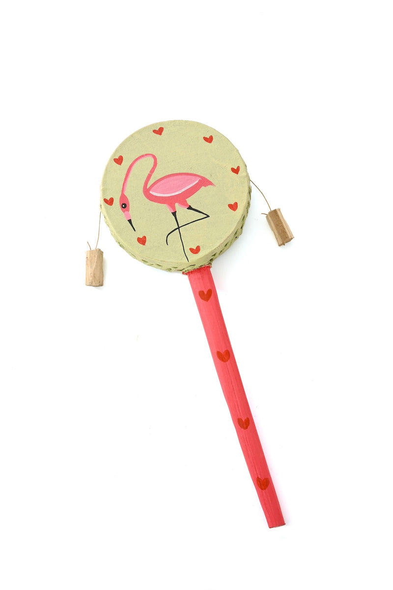 Double Sided Flamingo and Hearts Spin Drum