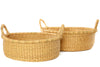 Set of Two Natural Woven Grass Garden Baskets