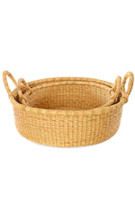 Set of Two Natural Woven Grass Garden Baskets