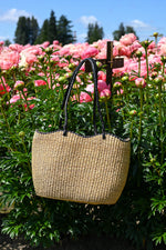 Scalloped Grass Tote with Black Edge Detail