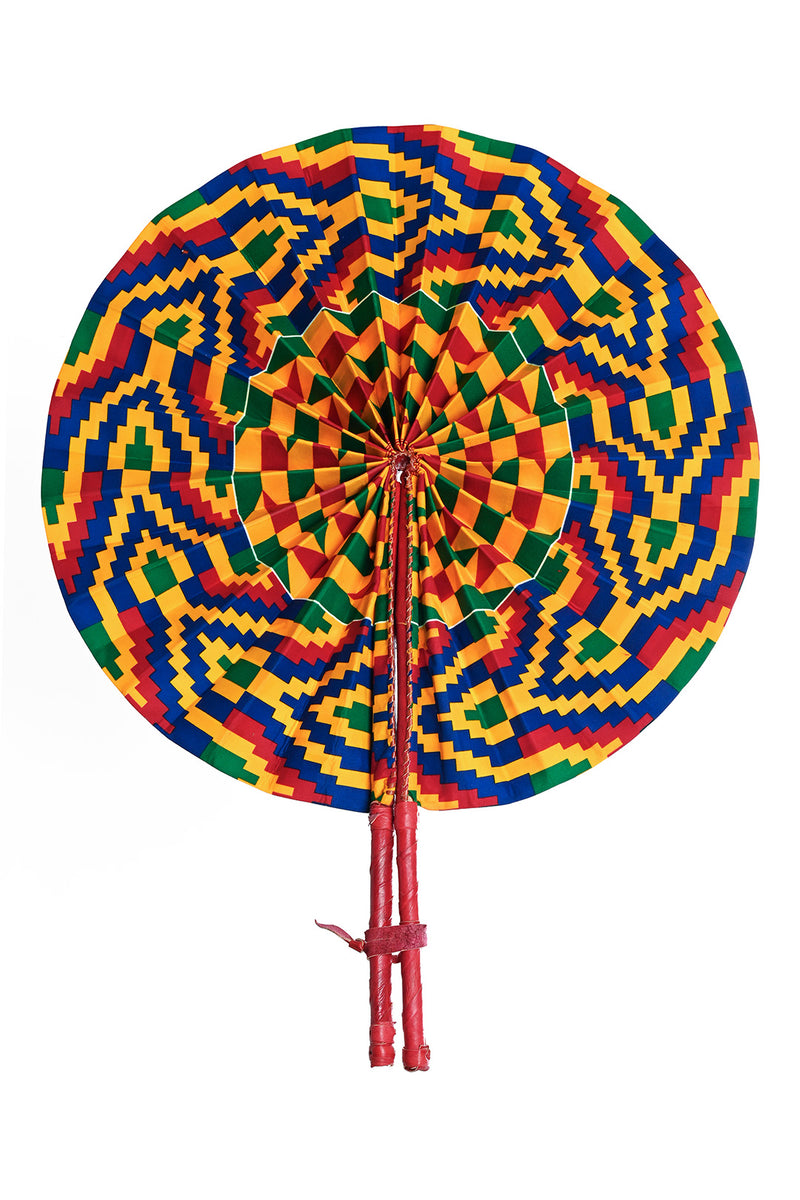 XL Ankara Fabric Folding Fan