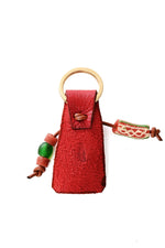 Brass Cowry Key Ring with Red Leather & Beads