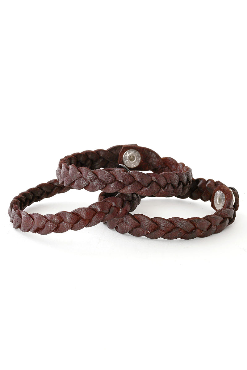 Brown Braided Leather Bracelet from Kenya