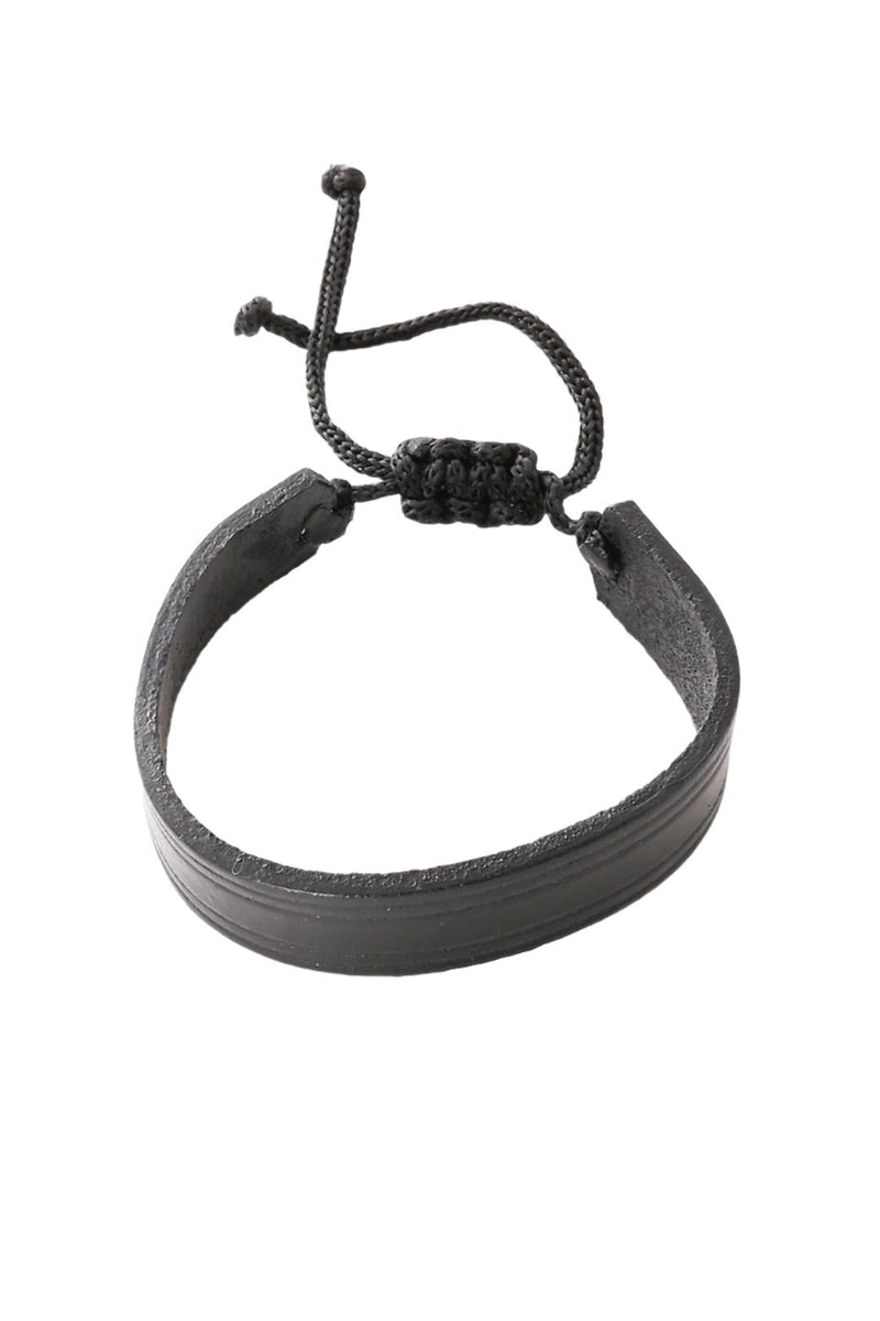 Black Adjustable Leather Bracelet from Kenya - Wide