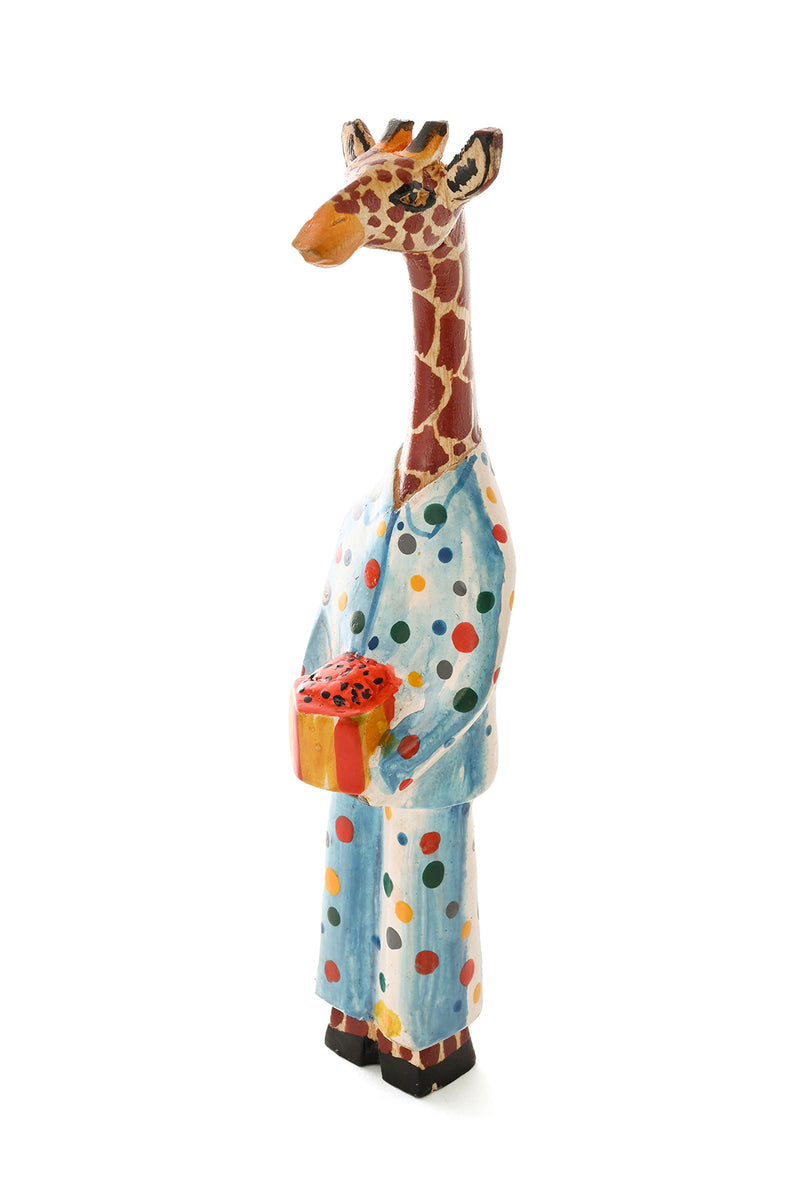 Jacaranda Giraffe in Pajamas Holiday Sculpture