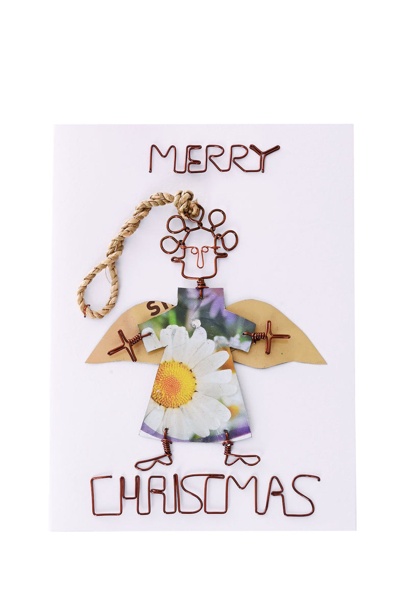 Recycled Metal Angel Note Card with Detachable Ornament