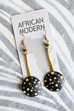 Assorted Batik Cow Bone & Brass YoYo Earrings from Kenya