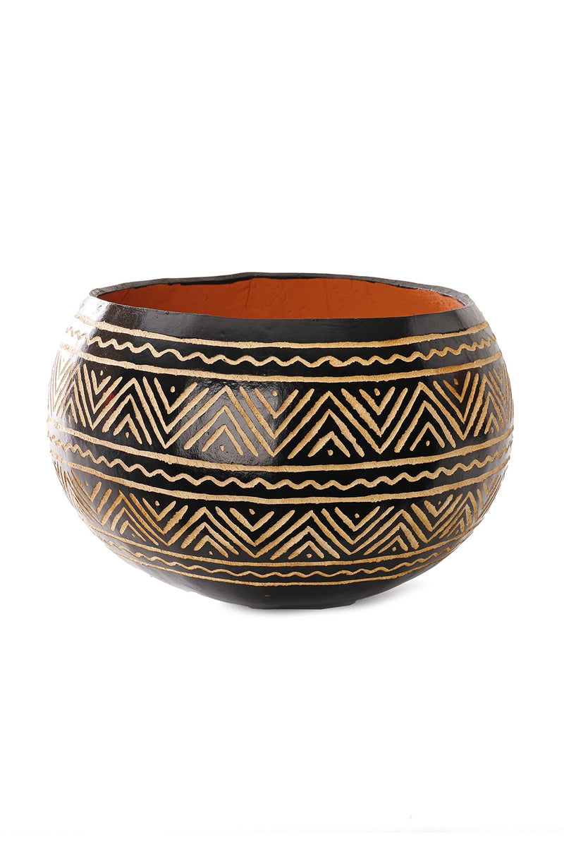 Carved Calabash Gourd Vessel with Assorted Designs