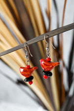 Red Ceramic Bird Earrings from Kenya