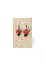 Red Ceramic Bird Earrings from Kenya