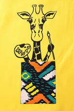 Yellow Cotton Kids' Craft Apron with Giraffe and Colorful Pocket