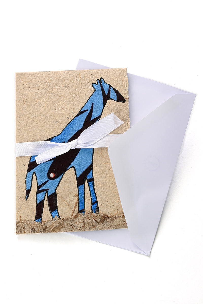 Recycled Paper Card with Kitenge Cloth Giraffe