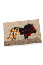 Recycled Paper Card with Kitenge Cloth Lion