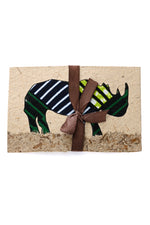 Recycled Paper Card with Kitenge Cloth Rhino