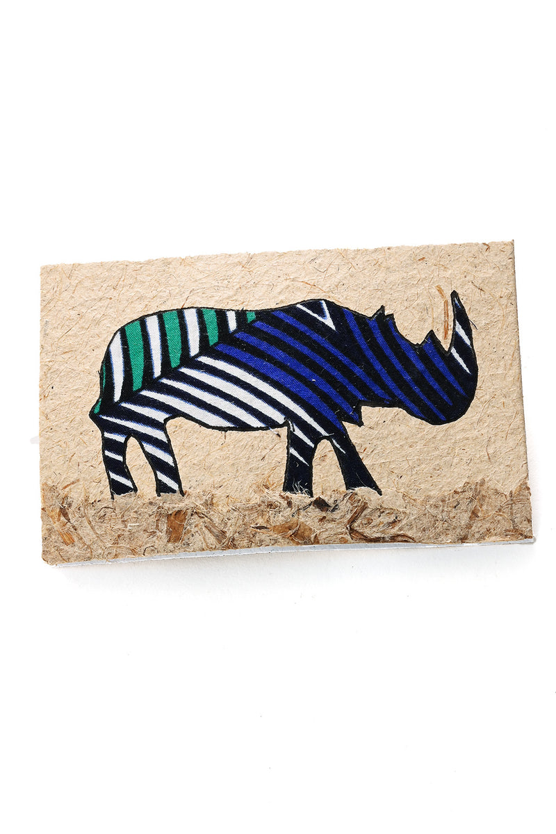 Recycled Paper Card with Kitenge Cloth Rhino