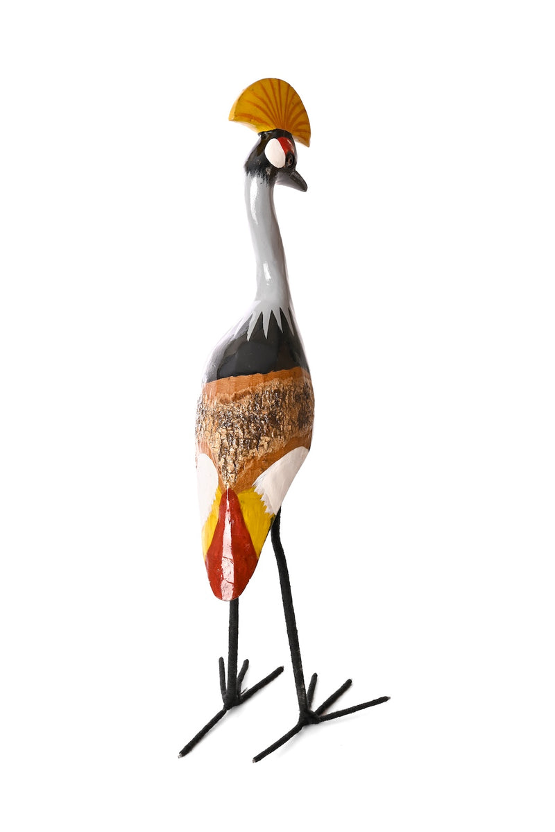 Jacaranda Wood Crested Crane Sculpture