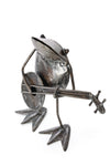 Metal Banjo Playing Frog Sculpture