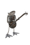 Metal Banjo Playing Frog Sculpture