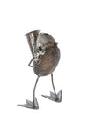 Metal Horn Playing Frog Sculpture