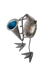 Metal Horn Playing Frog Sculpture