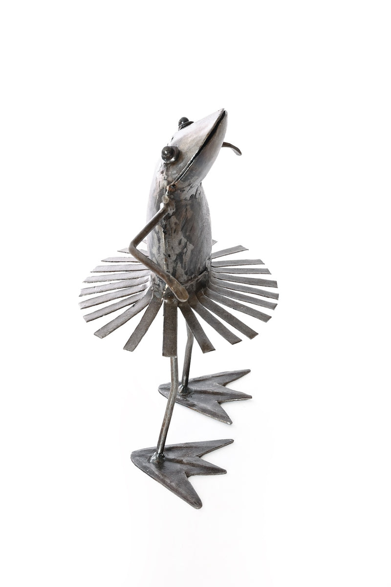 Metal Dancing Frog Sculpture