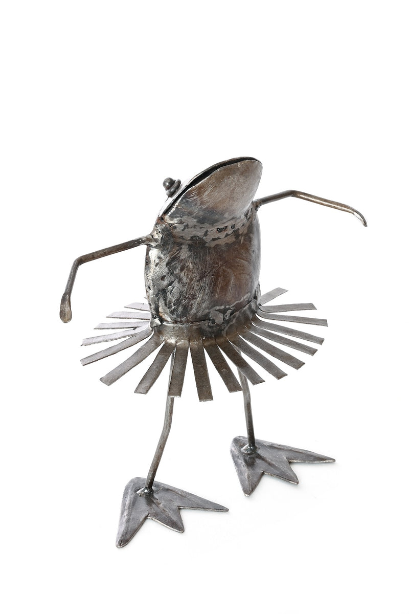 Metal Dancing Frog Sculpture