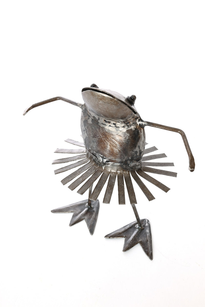 Metal Dancing Frog Sculpture