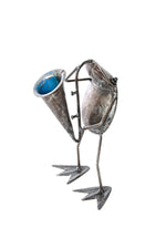 Metal Horn Playing Frog Sculpture