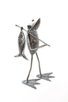 Metal Fishing Frog Sculpture