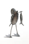 Metal Fishing Frog Sculpture