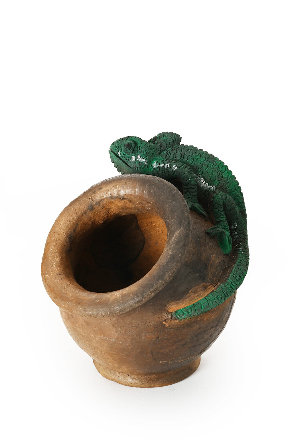 Ceramic Chameleon Slanted Pot