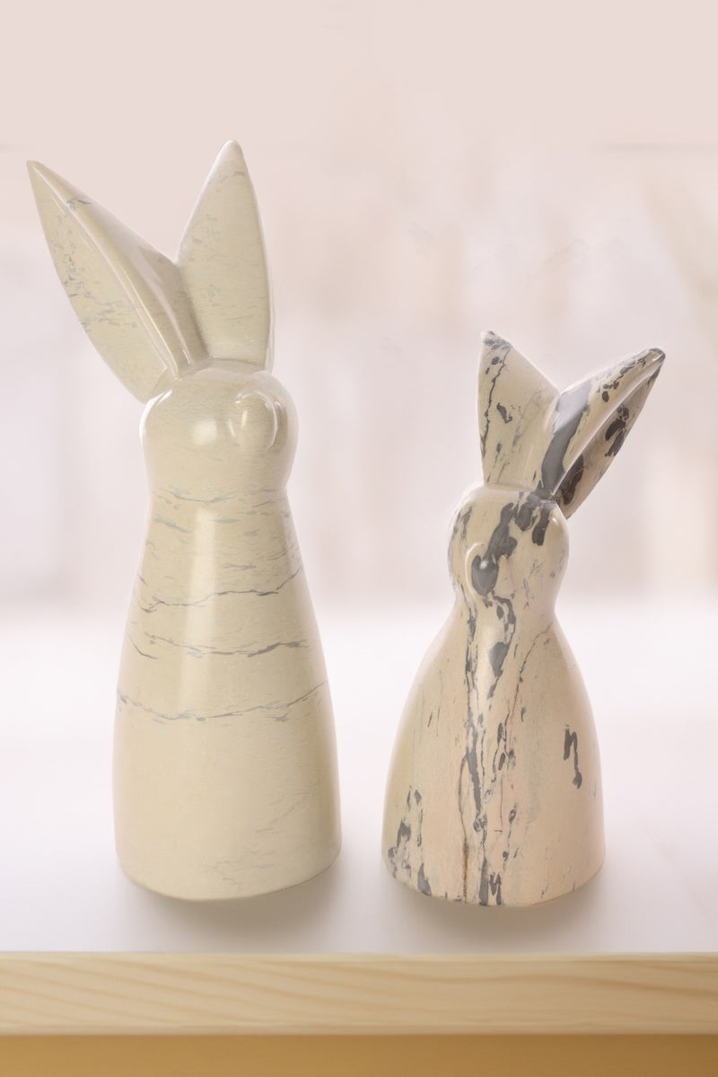 Natural Soapstone Pair of Big Ear Bunnies