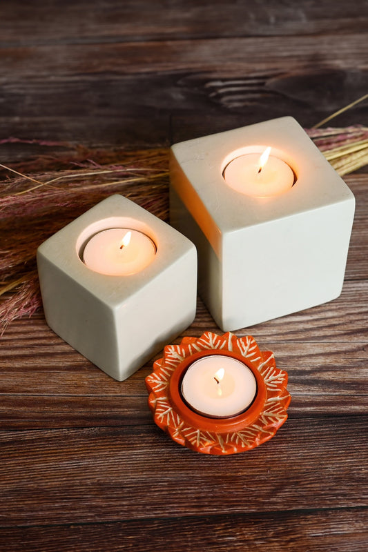 Small Natural Soapstone Double-Sided Candle Holder