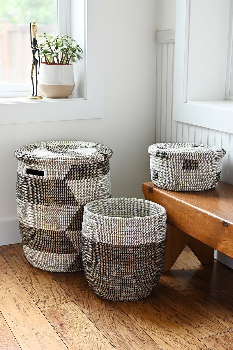 Black & White Mixed Basket Set of Three