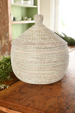 Lidded White Warming Basket