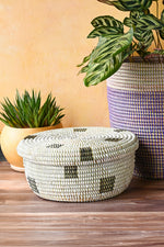 Black & White Lidded Storage Box Basket