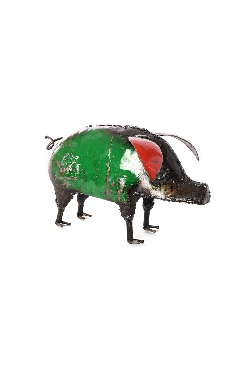 Colorful Recycled Metal Pig Sculpture