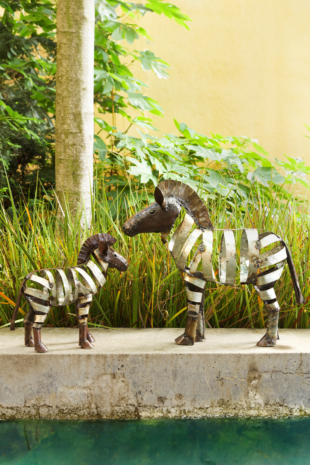 Recycled Metal Ribbon Zebra Sculpture