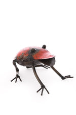 Red Recycled Metal Frog Sculpture