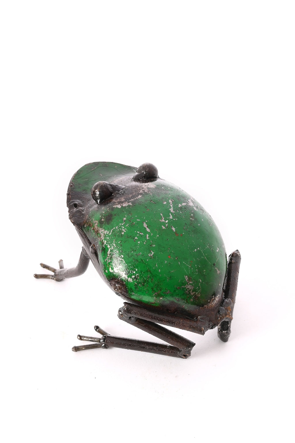 Green Recycled Metal Frog Sculpture