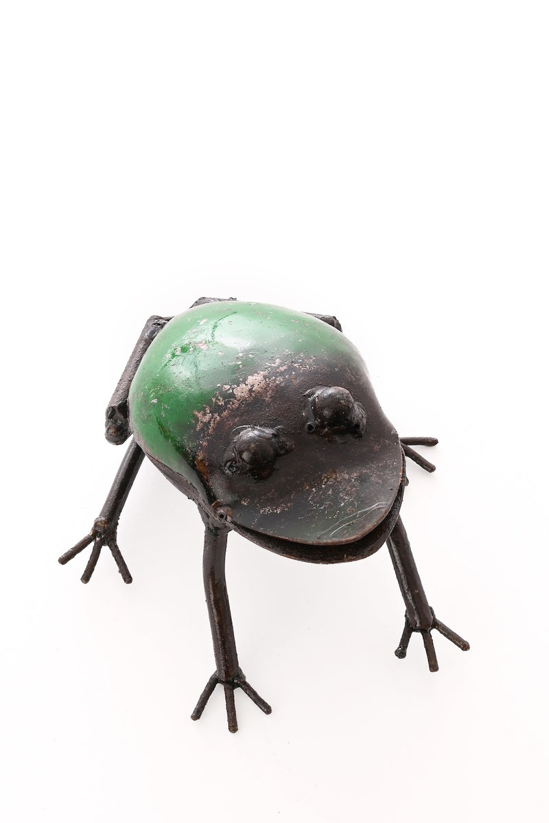 Green Recycled Metal Frog Sculpture